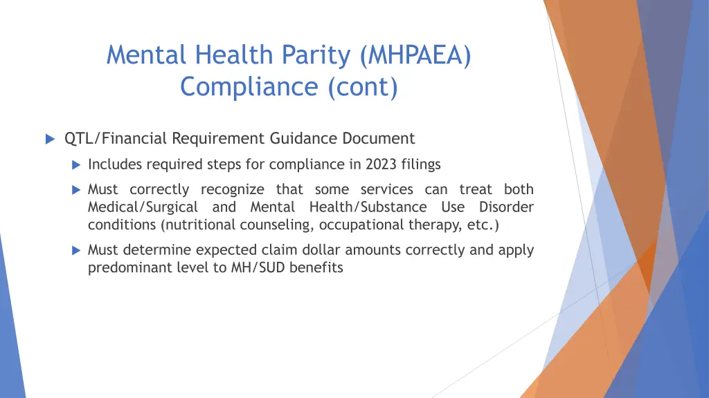 mental health parity mhpaea compliance cont