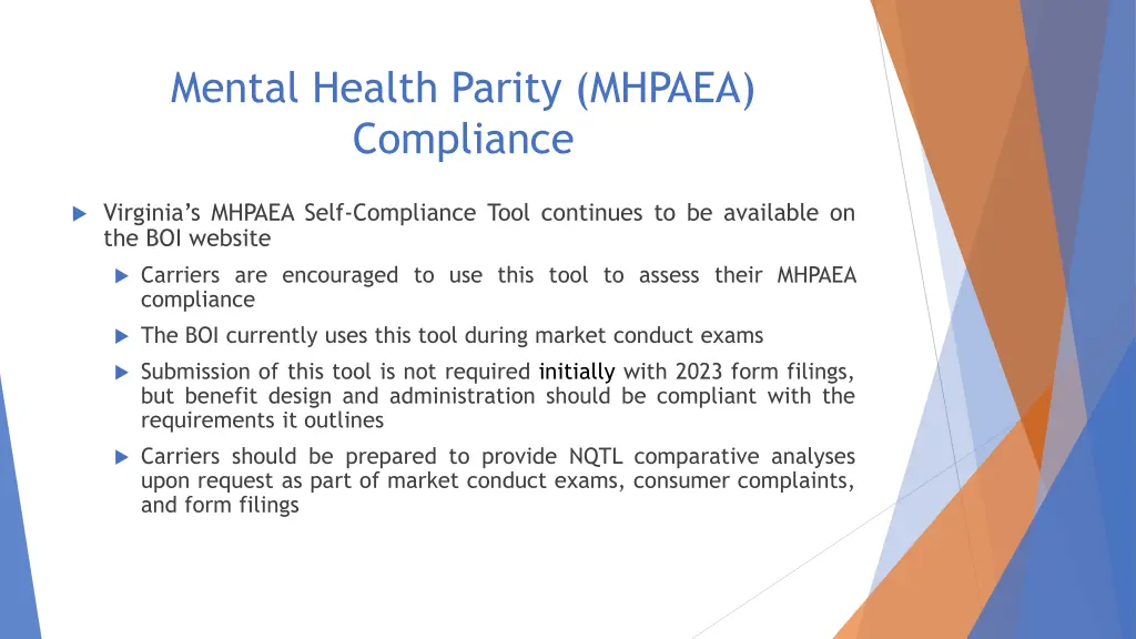 mental health parity mhpaea compliance