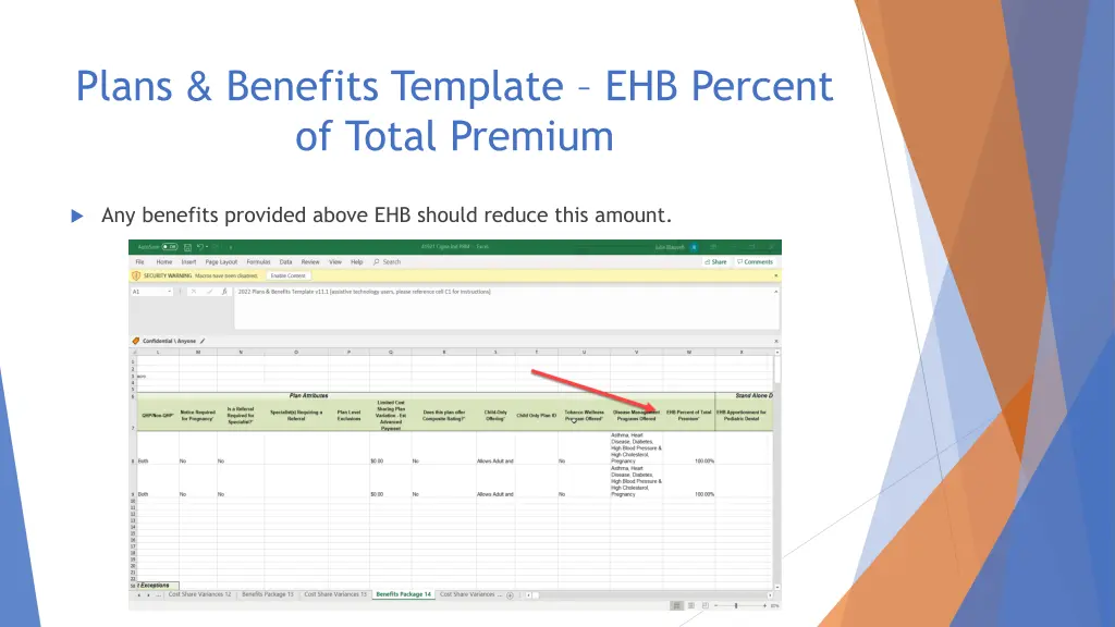 plans benefits template ehb percent of total