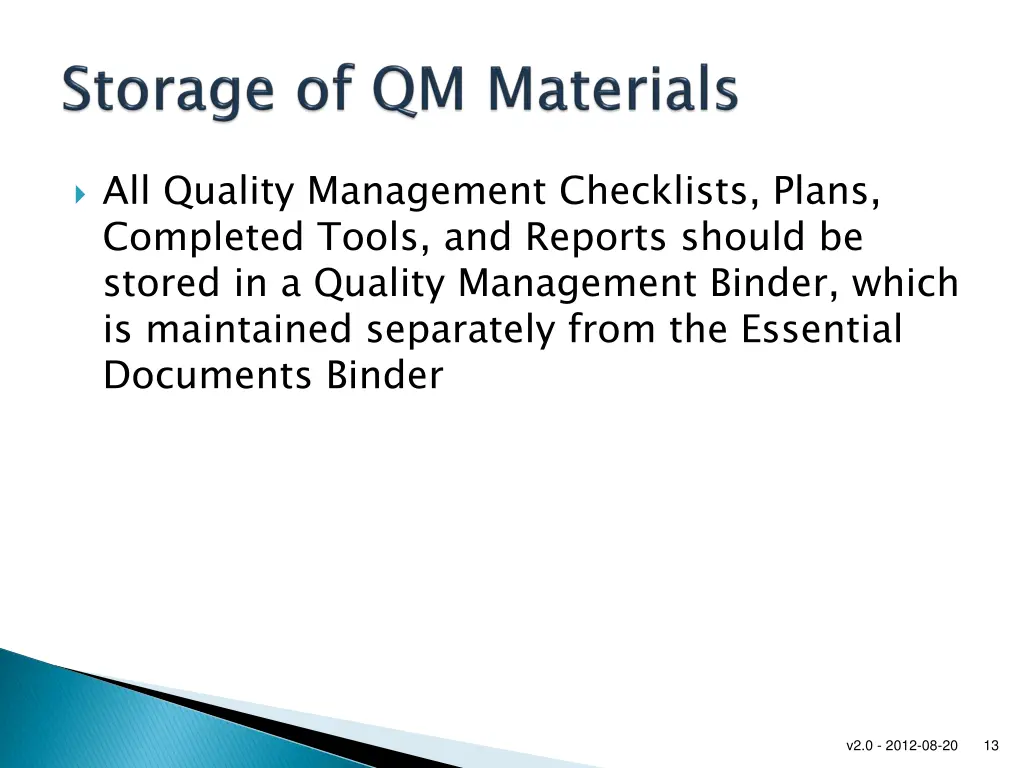 all quality management checklists plans completed