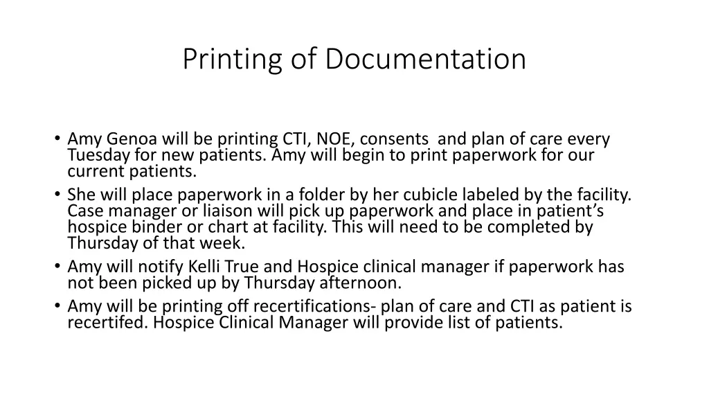 printing of documentation