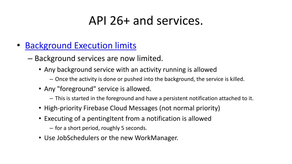 api 26 and services