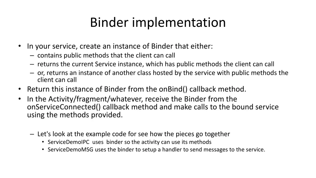 binder implementation