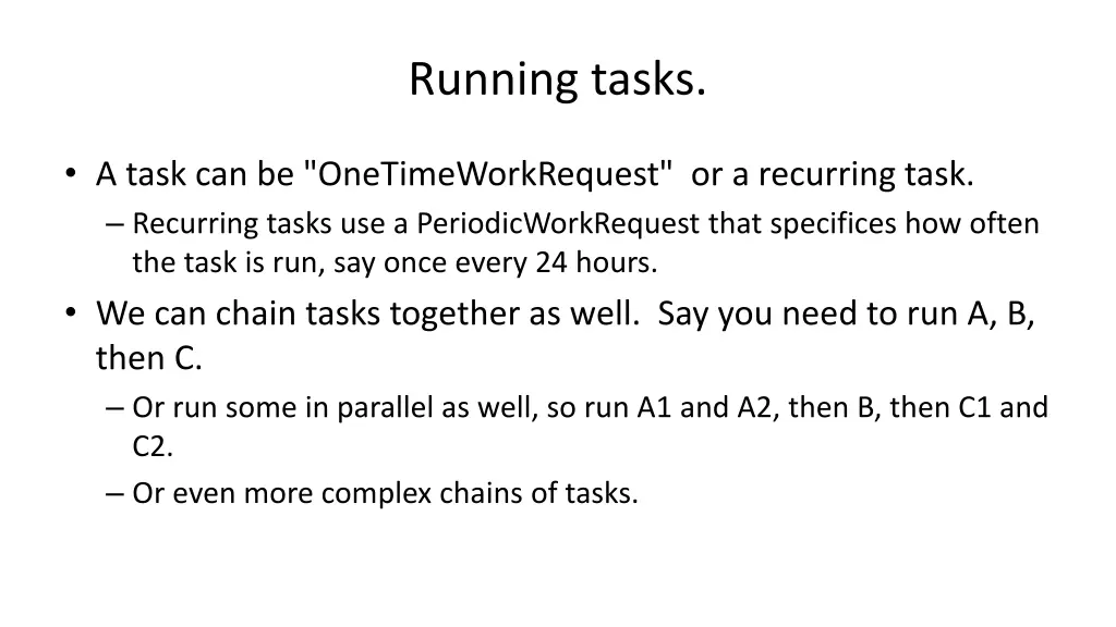 running tasks