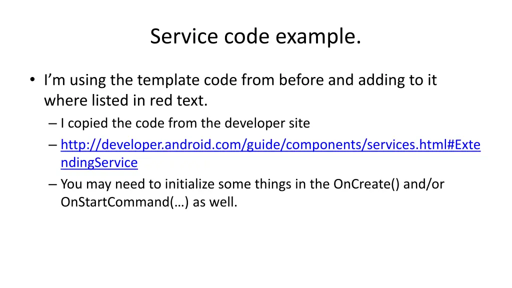 service code example