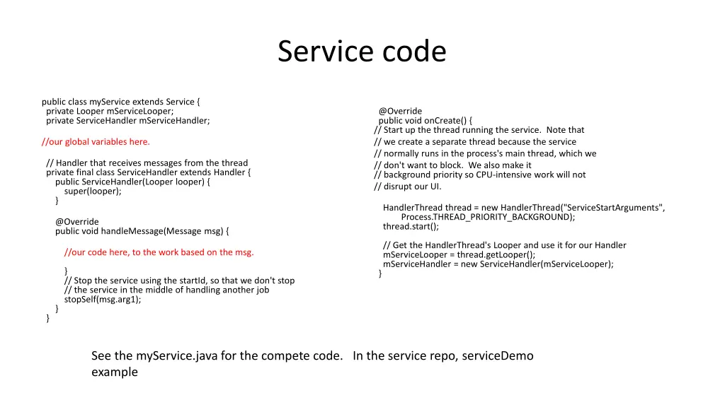 service code