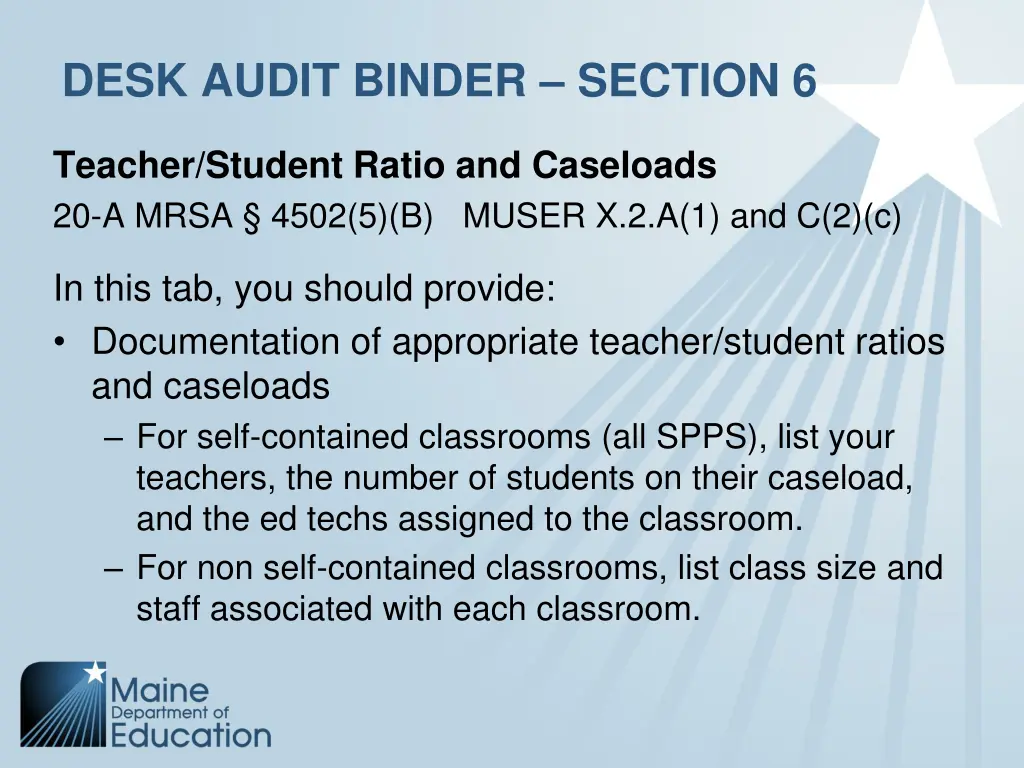 desk audit binder section 6