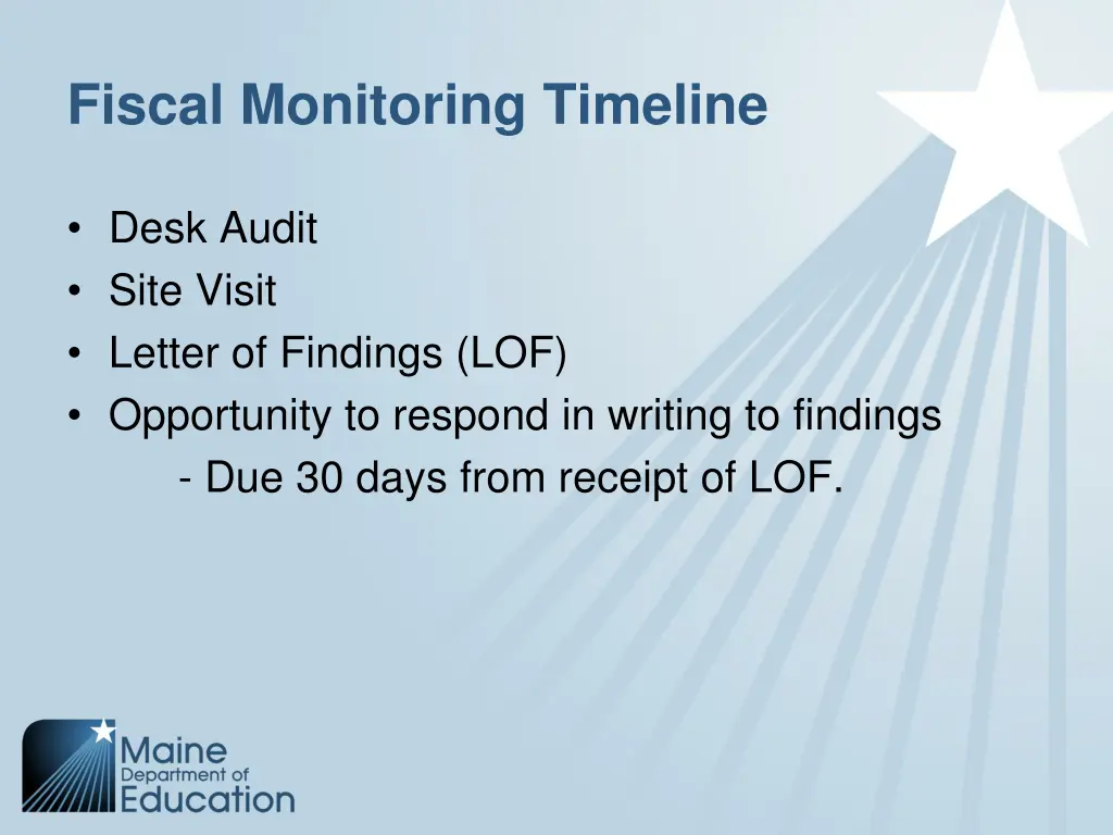 fiscal monitoring timeline