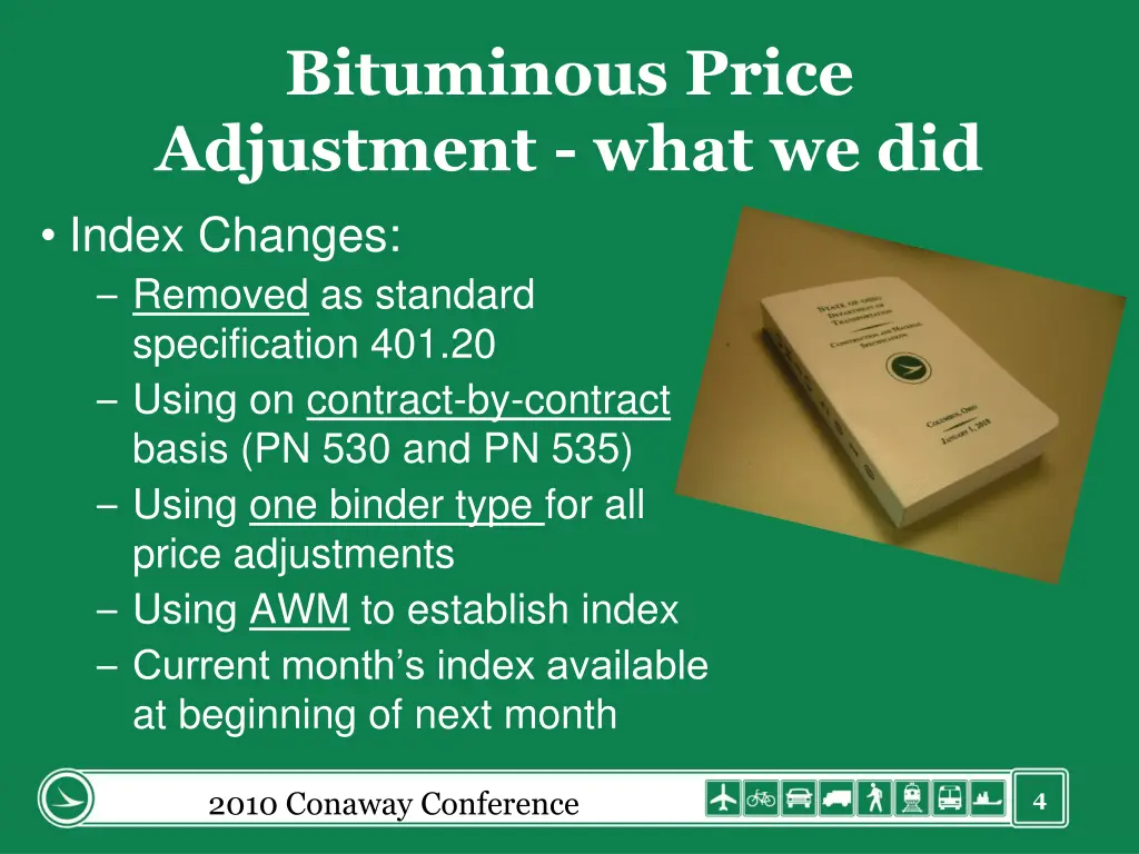 bituminous price adjustment what we did index