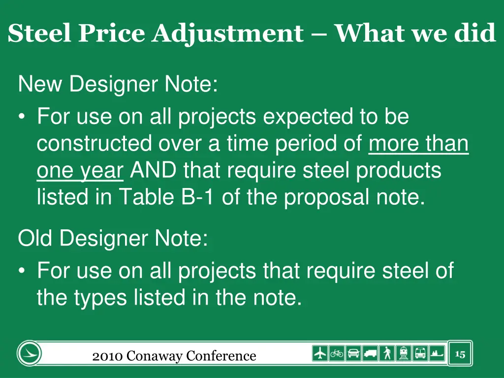 steel price adjustment what we did 1