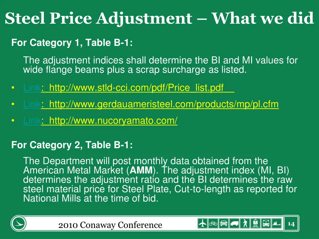 steel price adjustment what we did