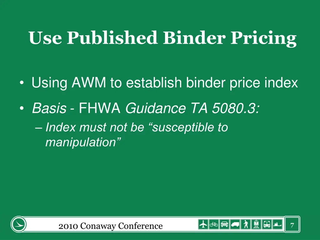 use published binder pricing