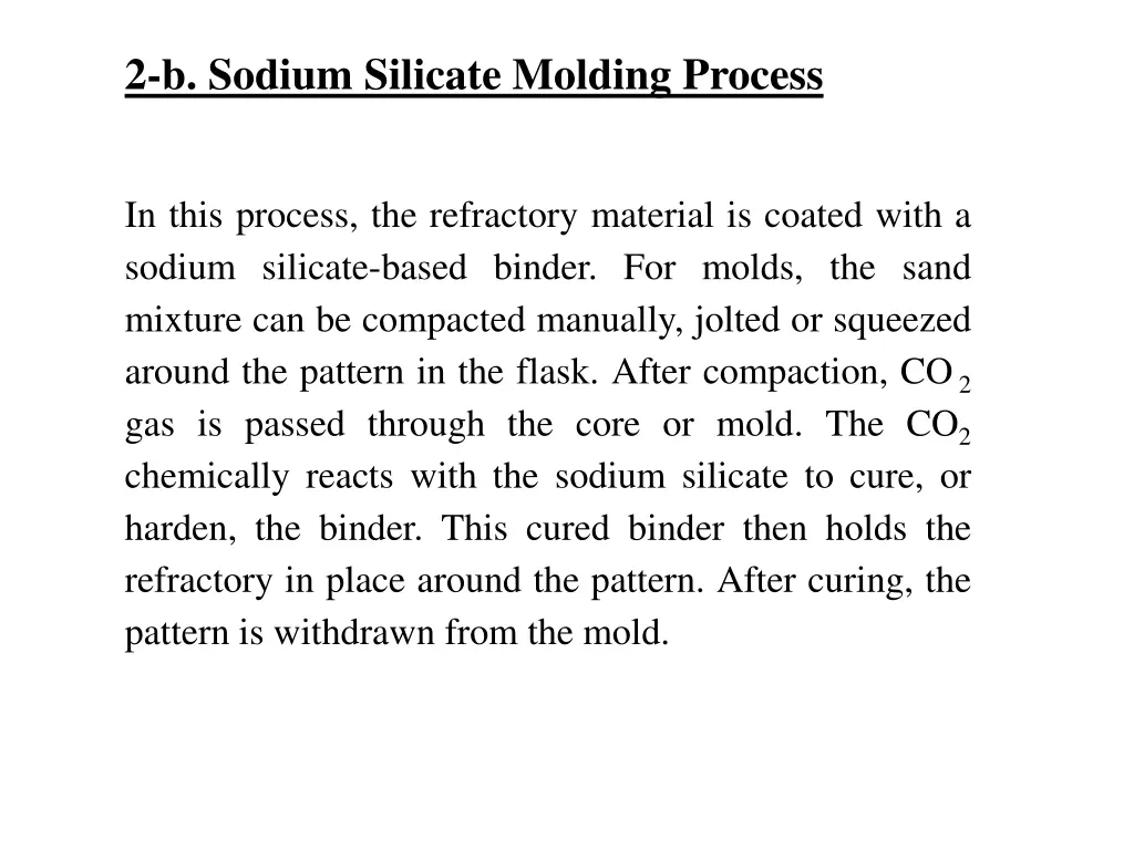 2 b sodium silicate molding process