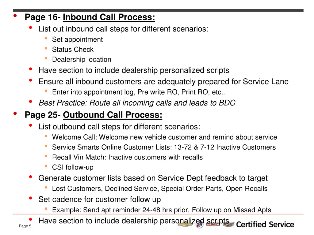 page 16 inbound call process list out inbound