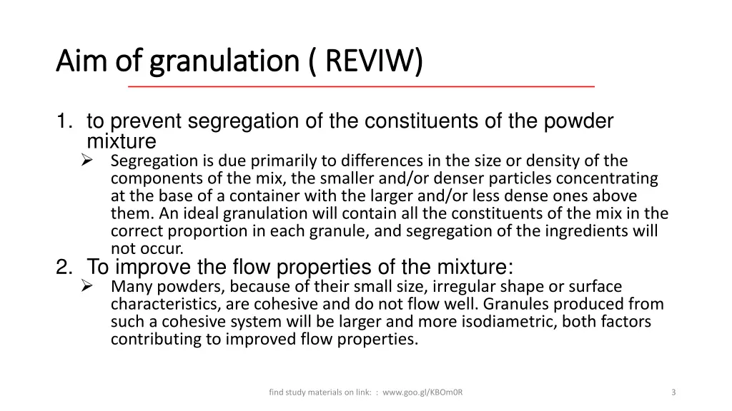 aim of granulation reviw aim of granulation reviw