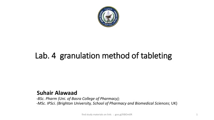 lab 4 granulation method of tableting