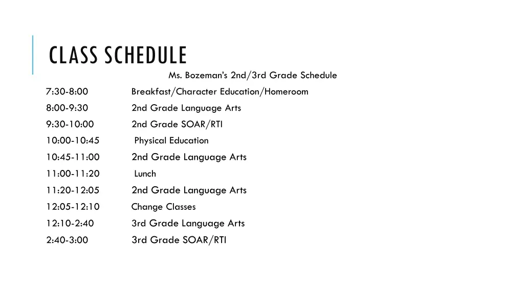 class schedule 1