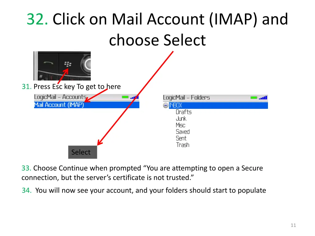 32 click on mail account imap and choose select