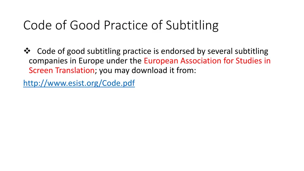 code of good practice of subtitling