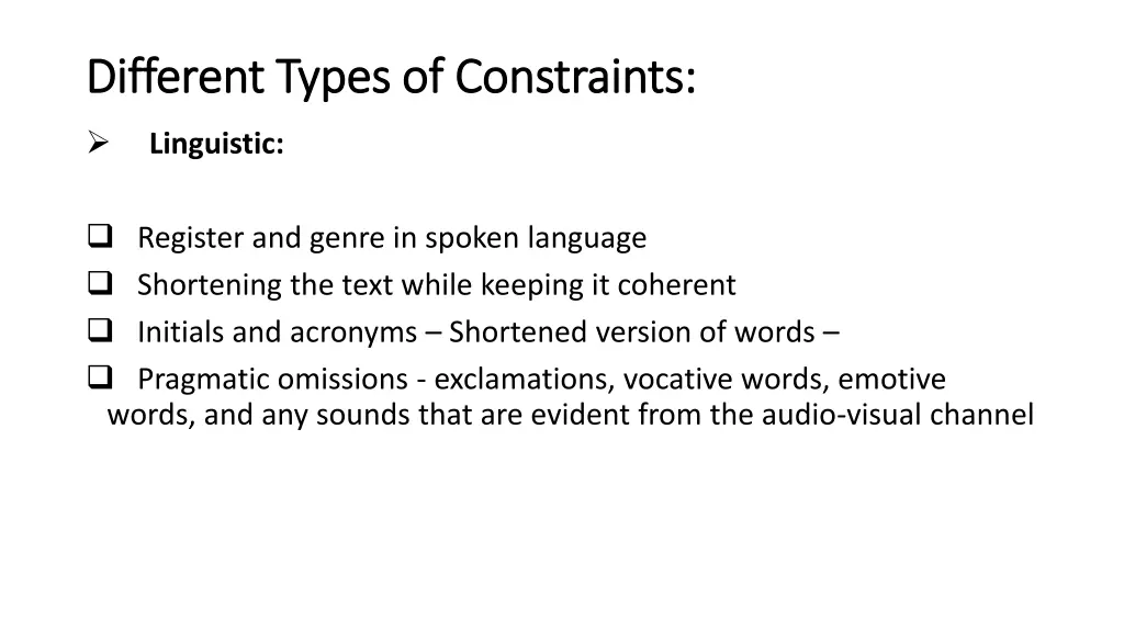 different types of constraints different types