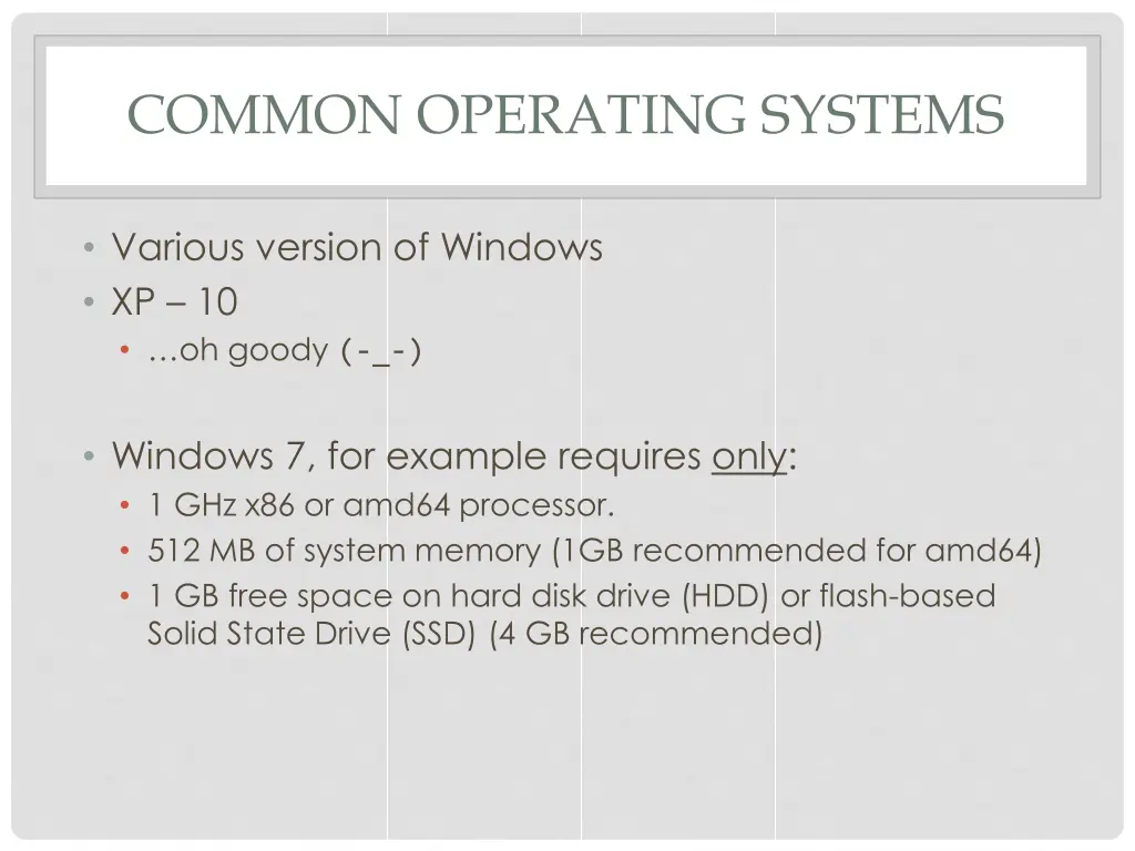 common operating systems 1