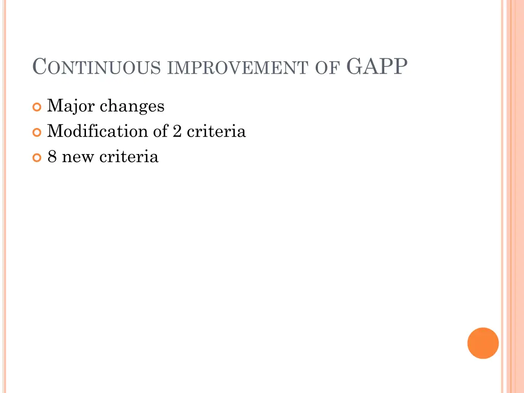 c ontinuous improvement of gapp