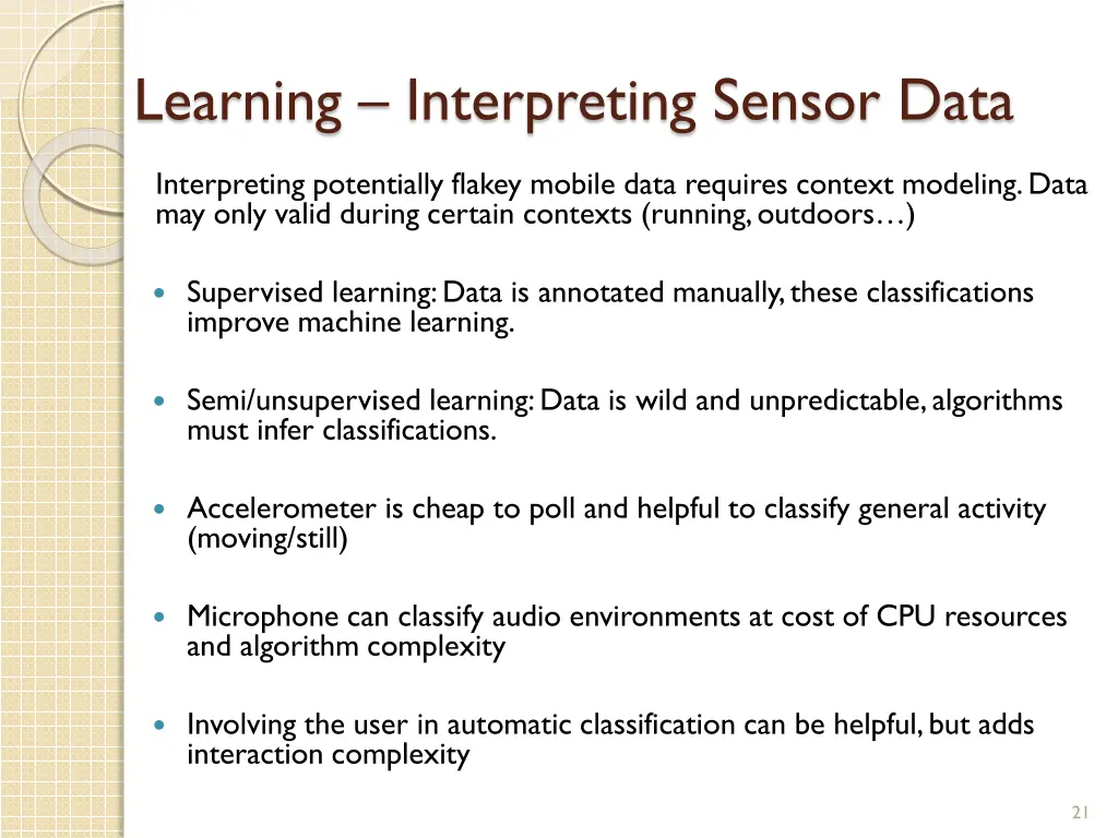 learning interpreting sensor data