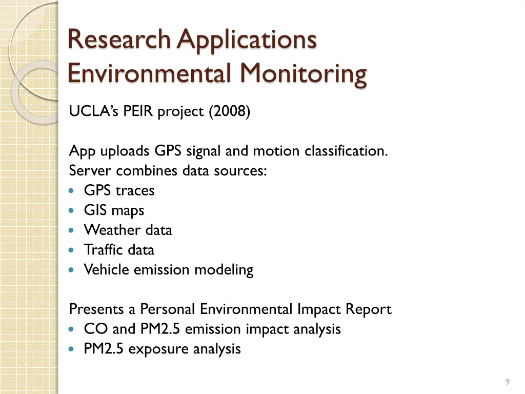 research applications environmental monitoring