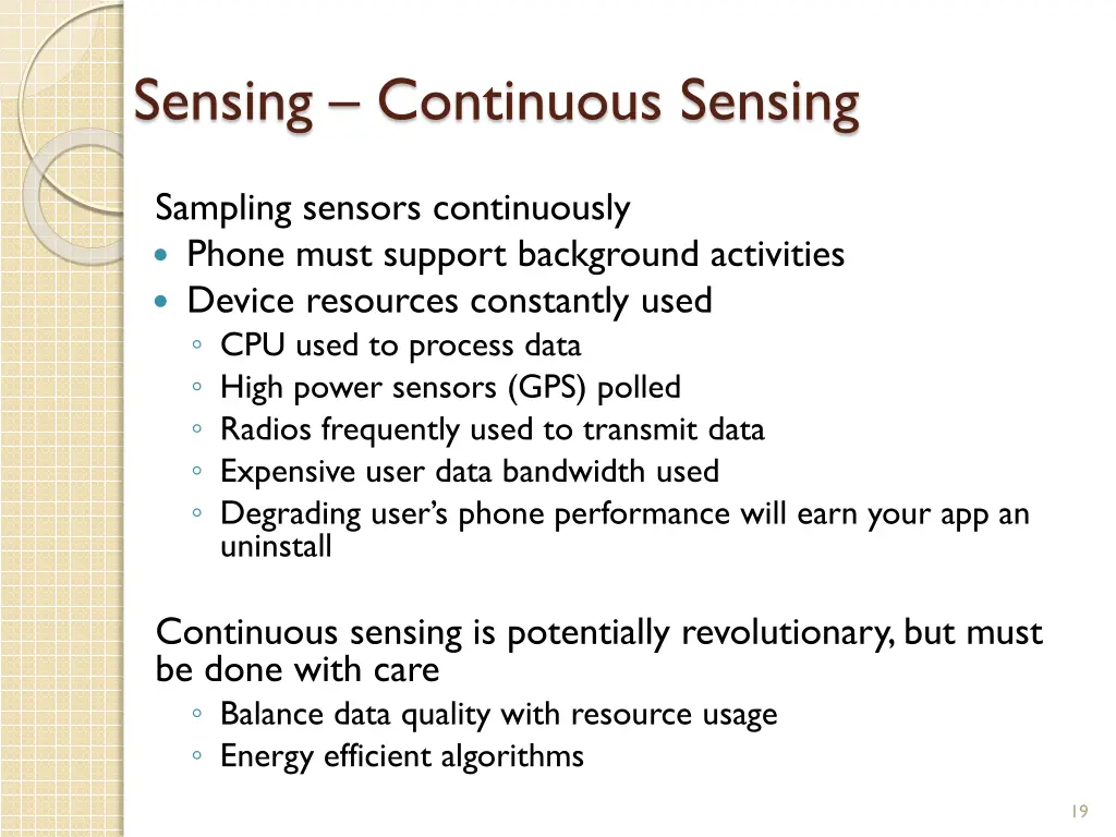 sensing continuous sensing