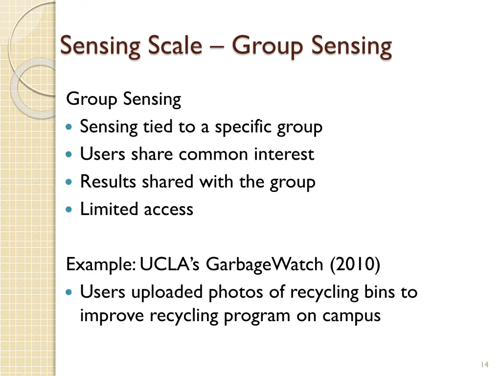 sensing scale group sensing