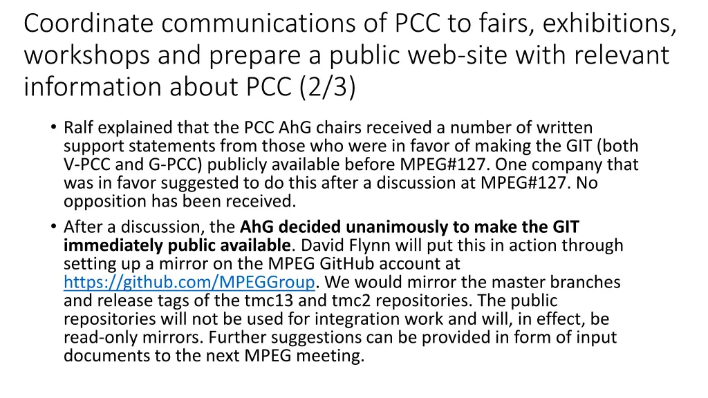 coordinate communications of pcc to fairs 1