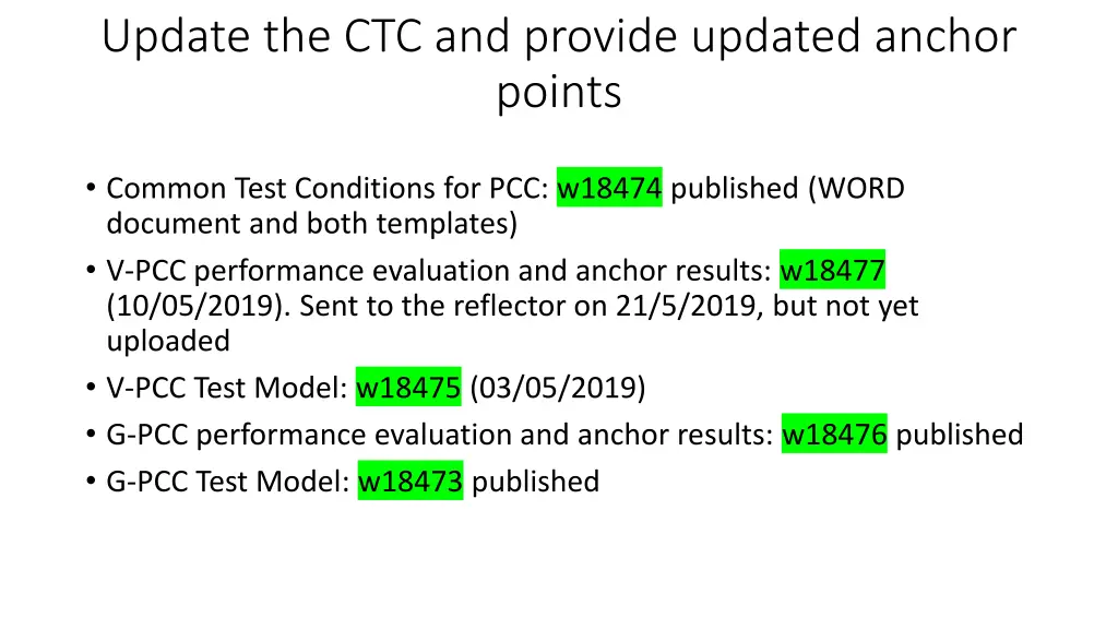 update the ctc and provide updated anchor points