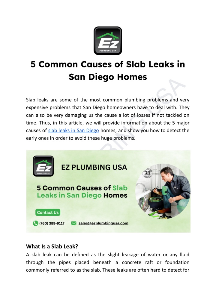 5 common causes of slab leaks in san diego homes