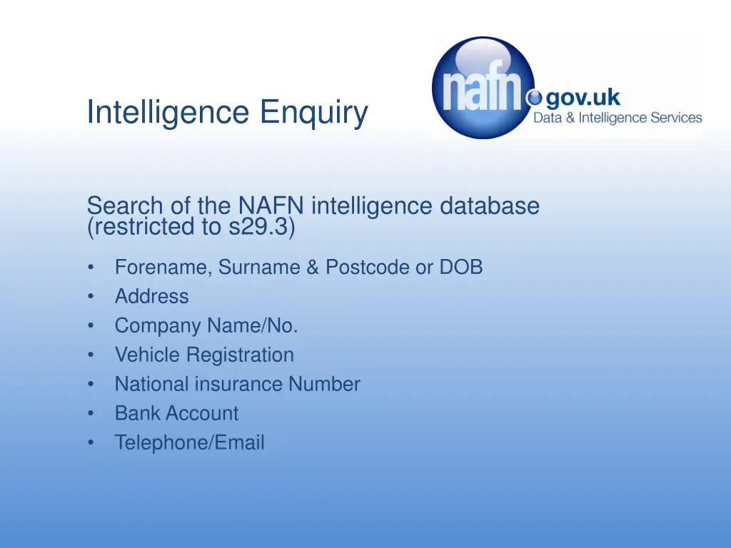 intelligence enquiry