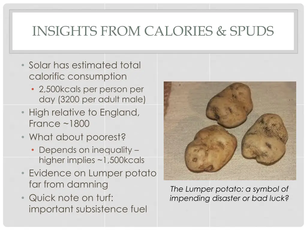 insights from calories spuds