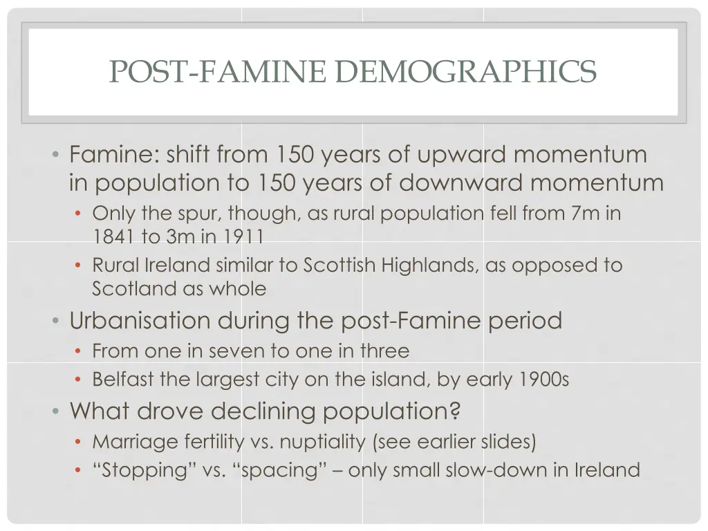 post famine demographics