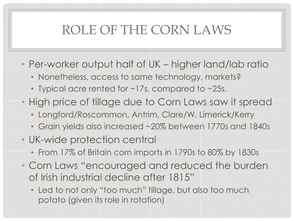 role of the corn laws