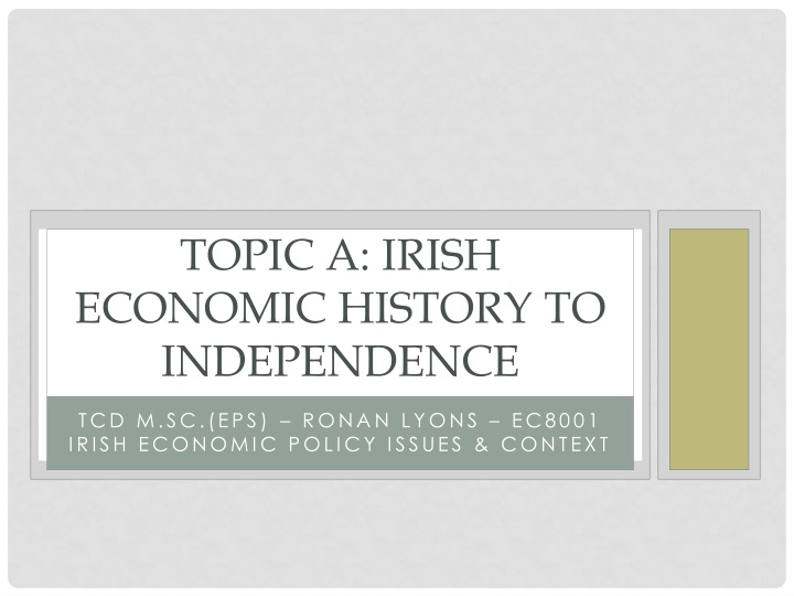 topic a irish economic history to independence