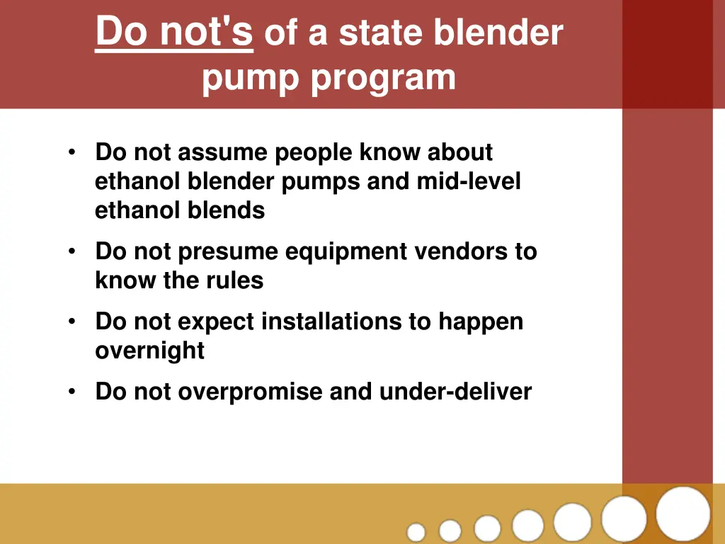 do not s of a state blender pump program