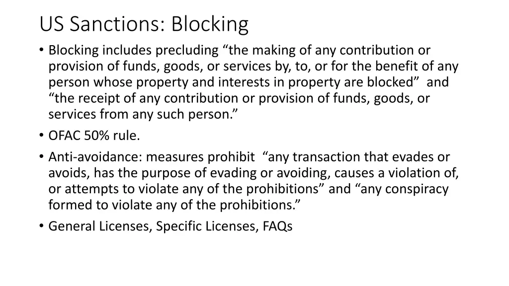 us sanctions blocking blocking includes