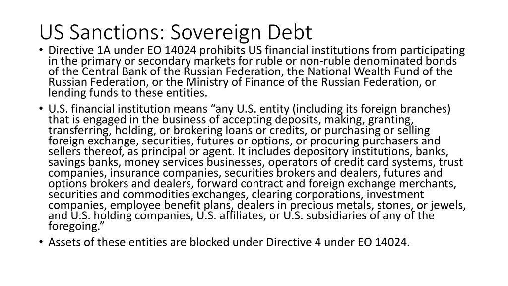 us sanctions sovereign debt directive 1a under