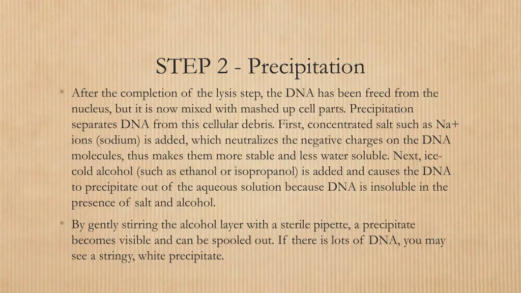 step 2 precipitation after the completion