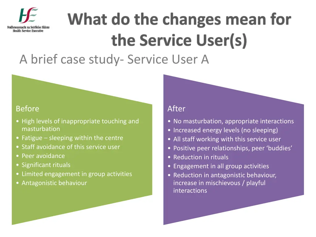 what do the changes mean for the service user 1