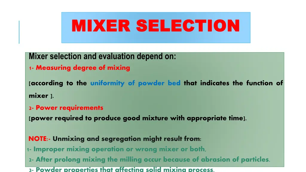 mixer selection mixer selection