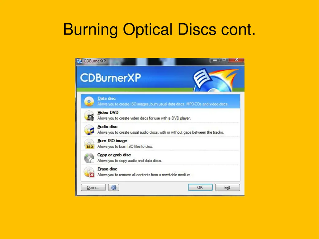 burning optical discs cont