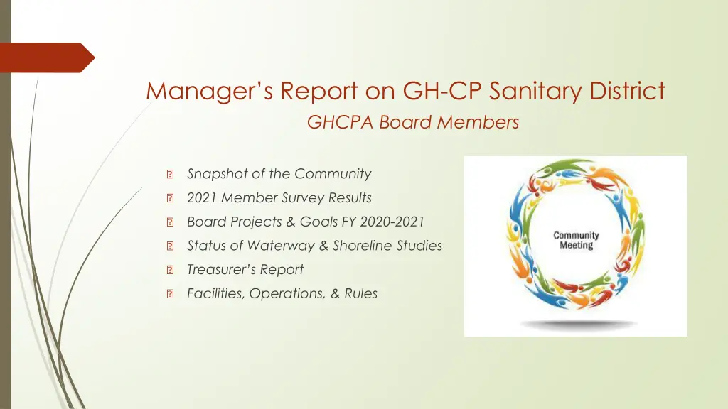 manager s report on gh cp sanitary district ghcpa