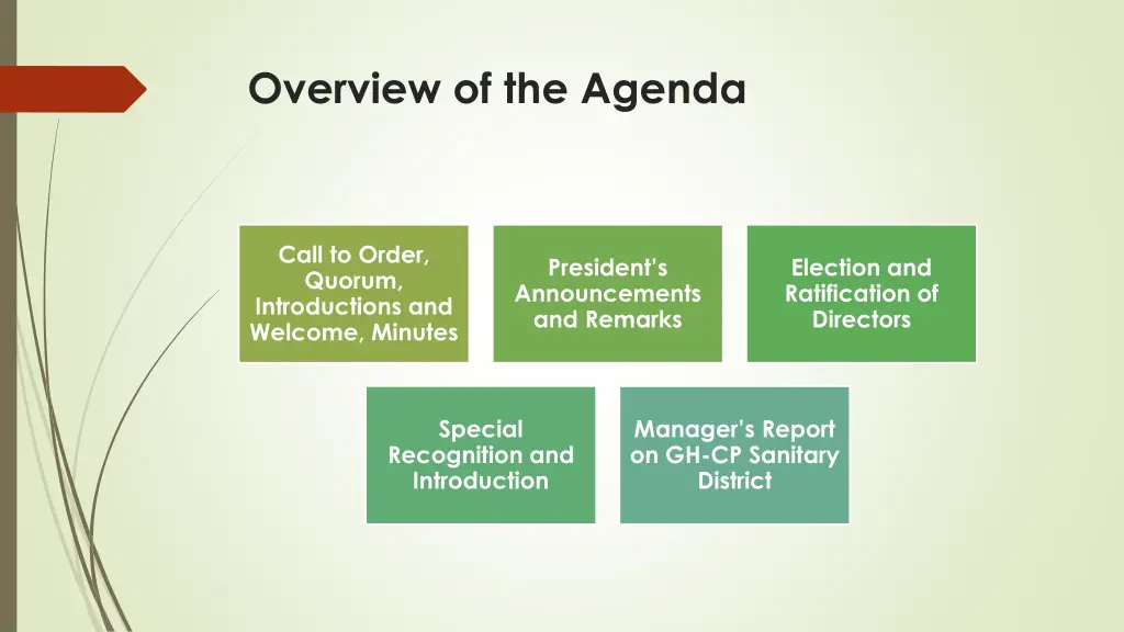 overview of the agenda