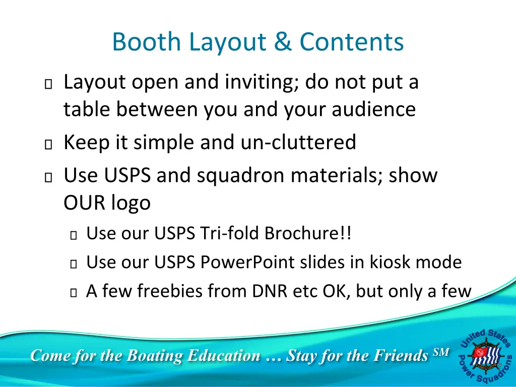 booth layout contents