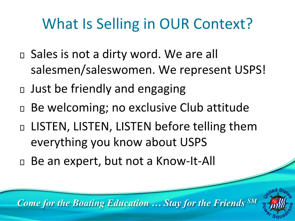 what is selling in our context