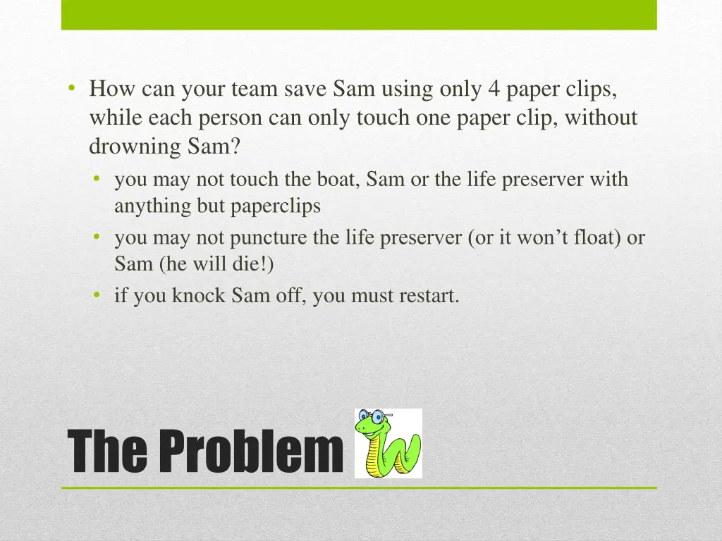 how can your team save sam using only 4 paper